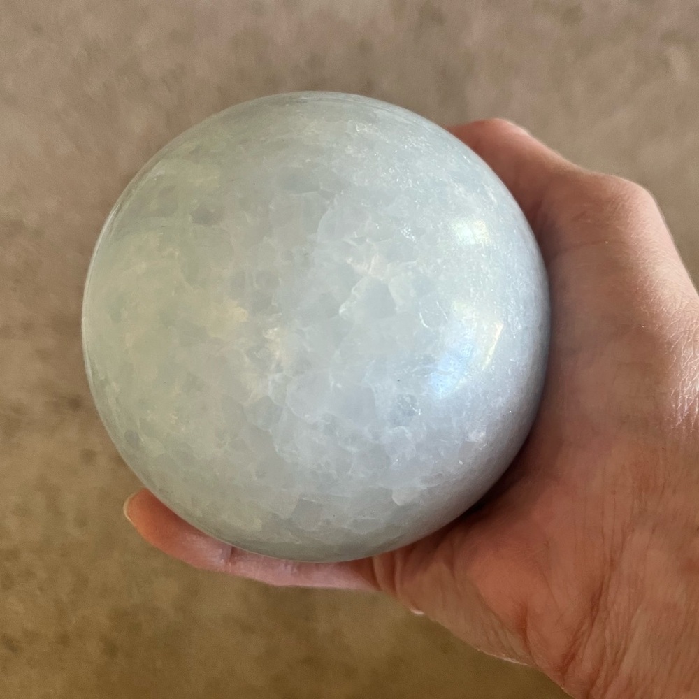 Large Blue Calcite Sphere | Natural Stone Crystal Ball Gemstone